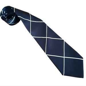 RALPH LAUREN PURPLE LABEL Silk Necktie Black/Ivory Windowpane Handmade In Italy